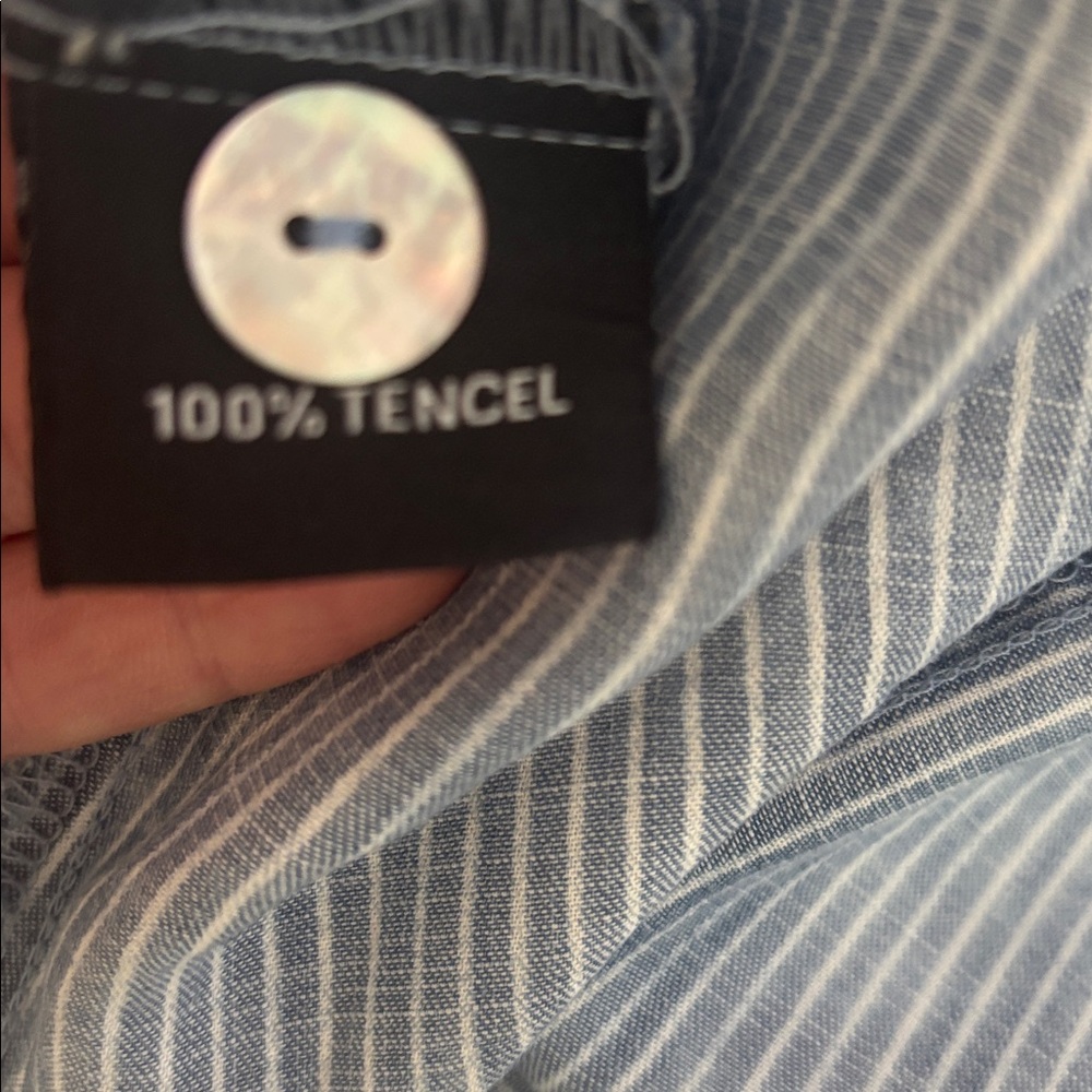 T&J Designs Blue and White Striped long shirt/ short dress - Picture 6 of 7